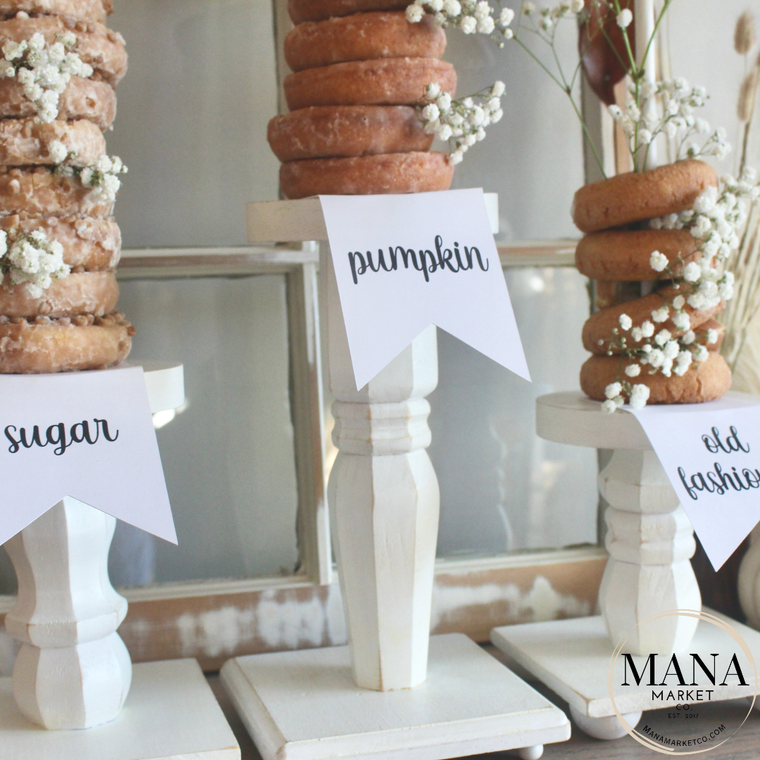 Pumpkin donut tag for dessert table decor Donut stand tags