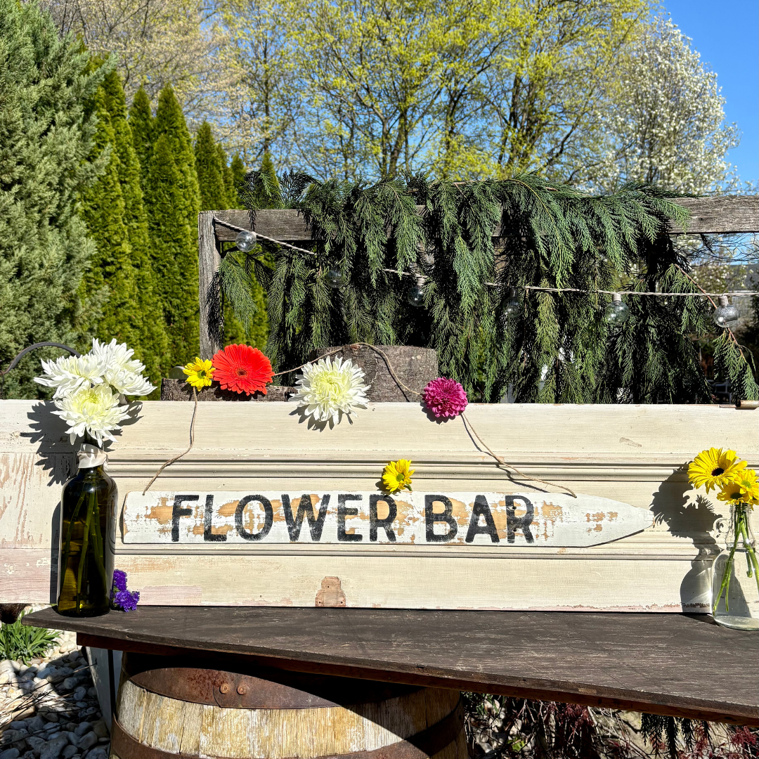 Flower Bar Directional Wood Sign