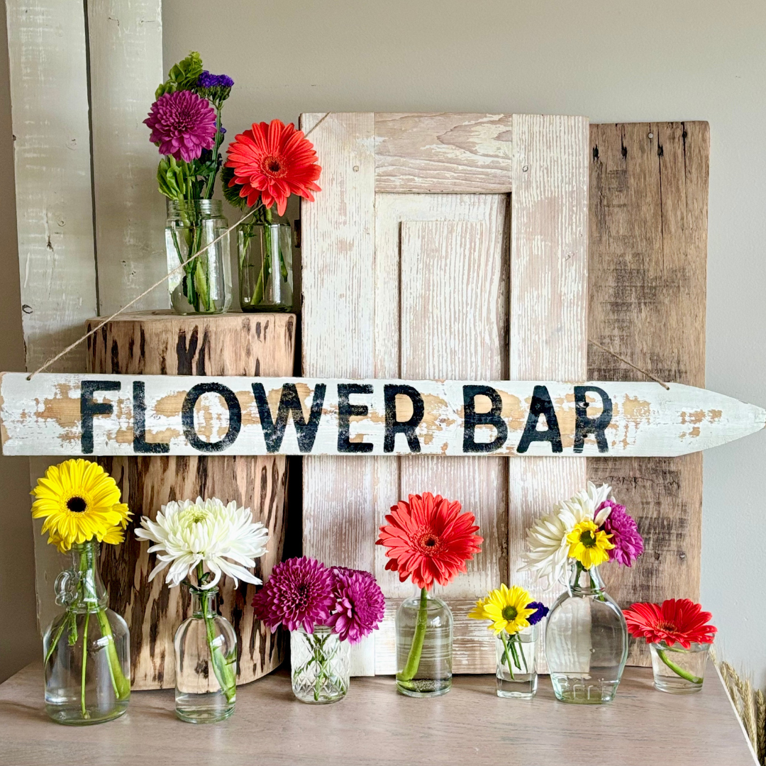 Flower Bar Directional Wood Sign