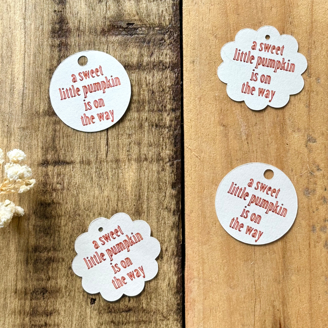 A Sweet Little Pumpkin Is On The Way Girt and Favor Tags Round Tag or Flower Tag