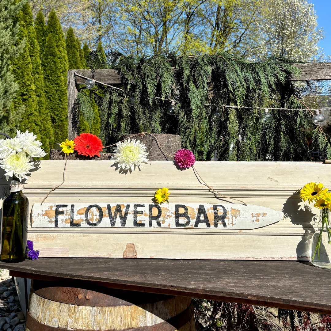 Flower Bar Directional Wood Sign