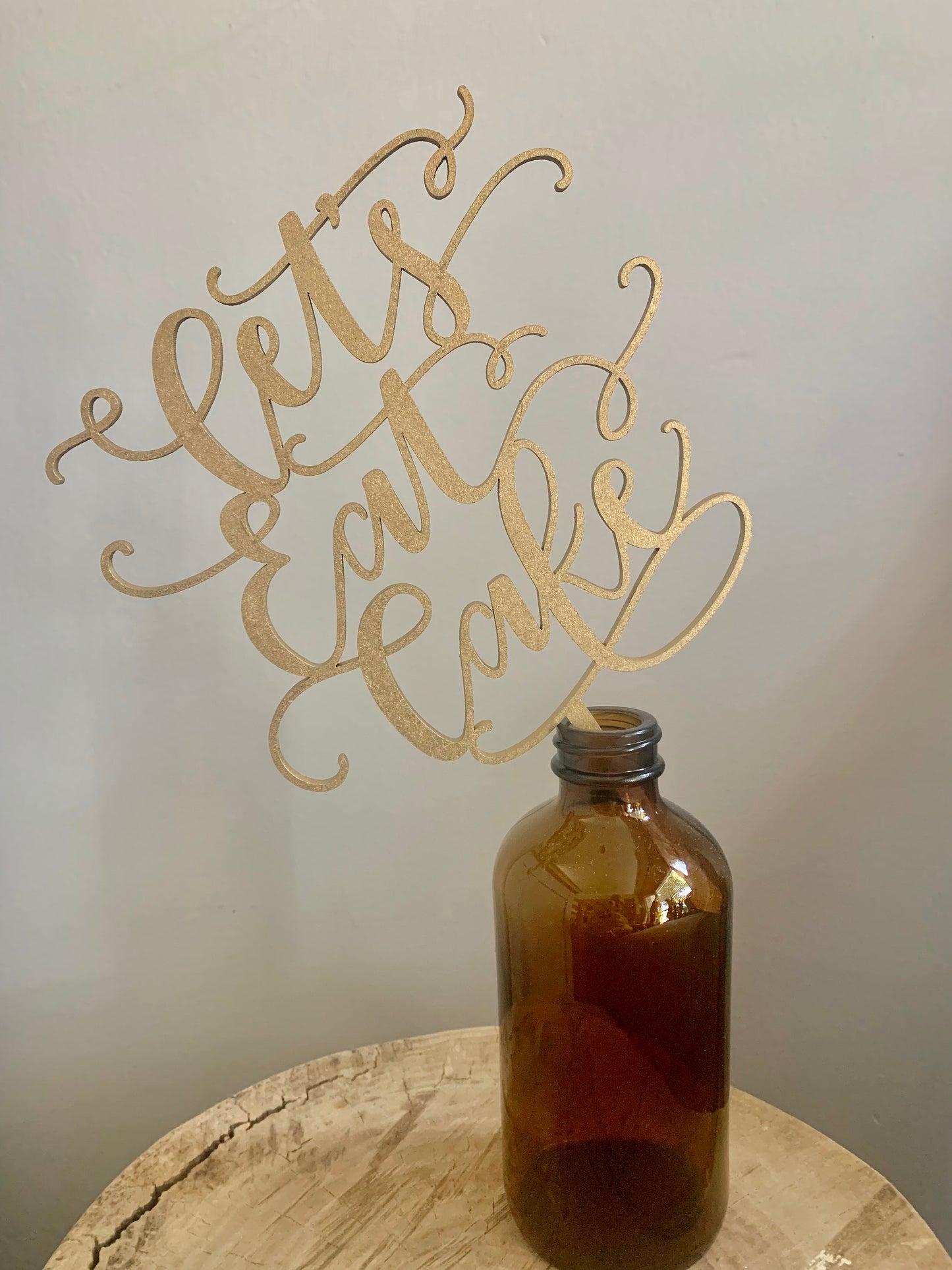 Let's Eat Cake Topper in Gold