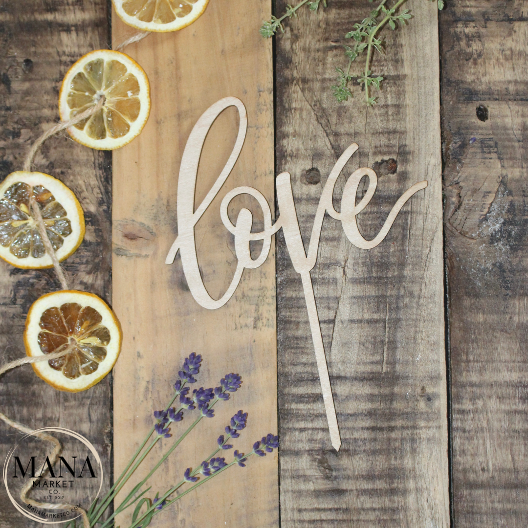 Rustic Wood Love Cake Topper