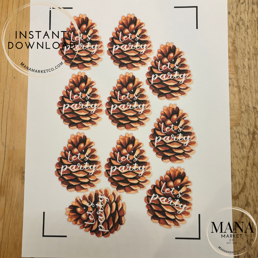 Pinecone Gift Tag for Woodland Party Decor Place Card Pinecone Theme Printable