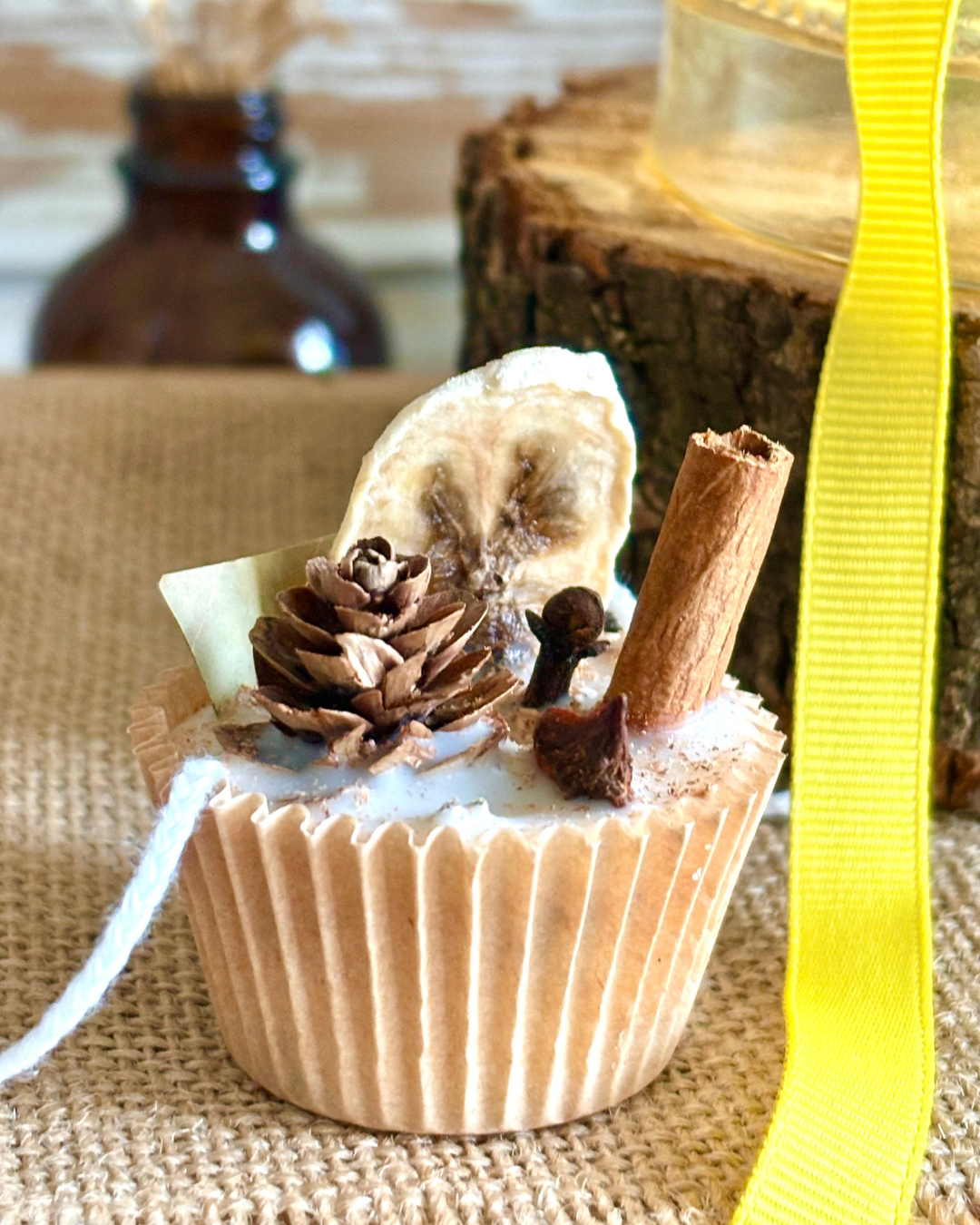It's Bananas ~ Banana Bread Scented Hand Poured Soy Wax Candle, Wax Melts & Mini Fire Starter Banana Bread Recipe Card Gift Box ~