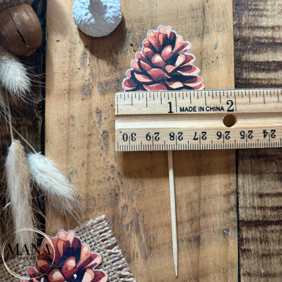 Pinecone Cupcake Toppers for Woodland Theme Celebration Holiday Party Decor Food Picks Cake Topper