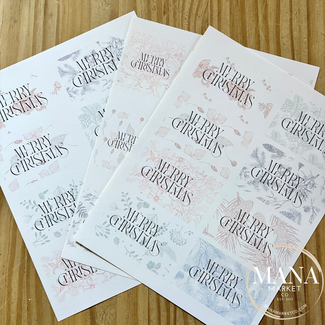 Merry Christmas Floral Tags