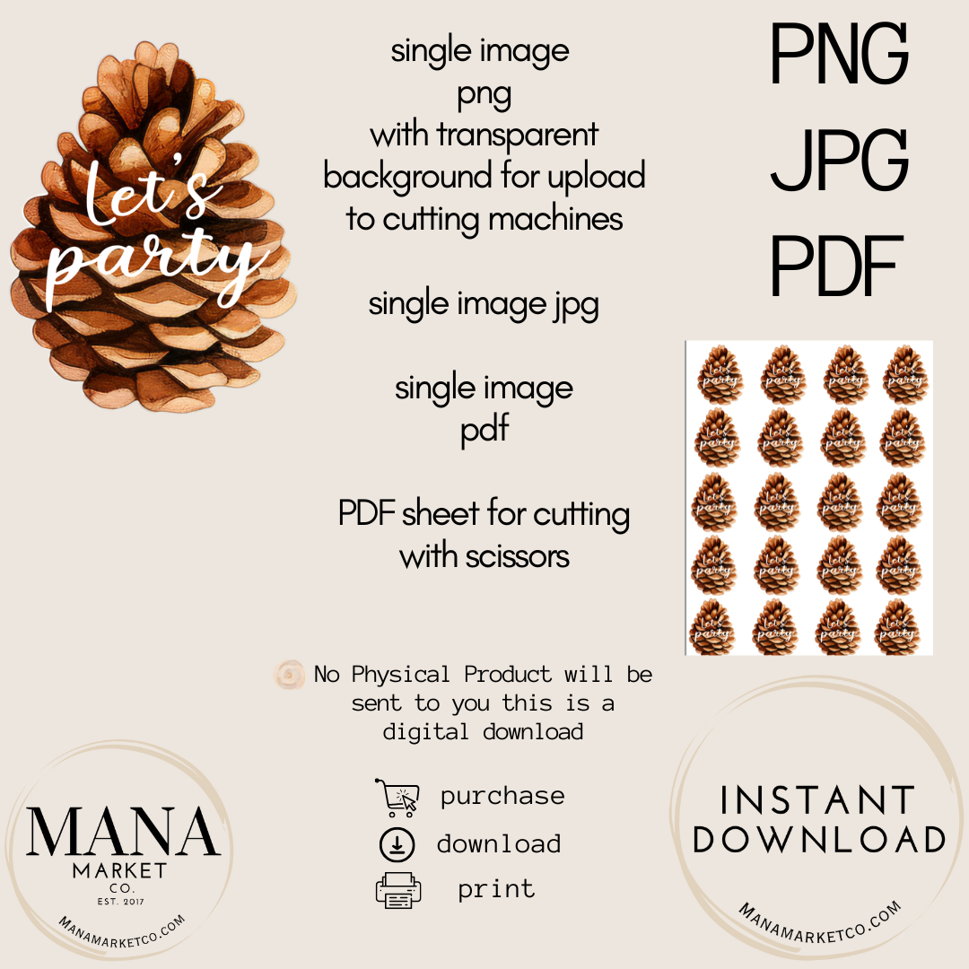 Pinecone Gift Tag for Woodland Party Decor Place Card Pinecone Theme Printable