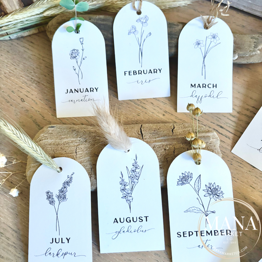 Birth Flower Month Gift Tags