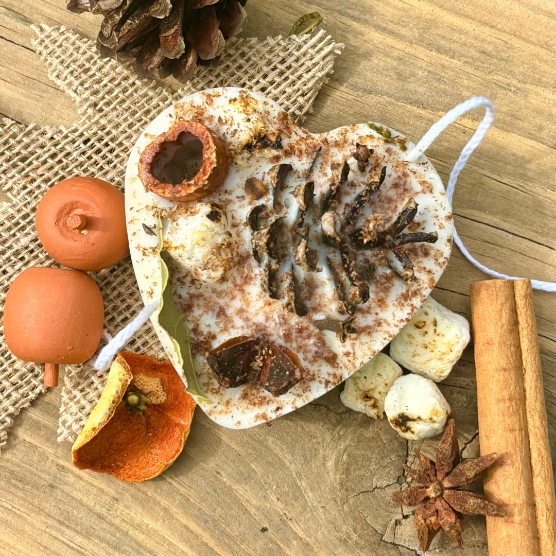 Toasted Pumpkin Heart Shaped Soy Wax Fire Starter Gift and Favors Each Individually Boxed and tied  color ribbon 