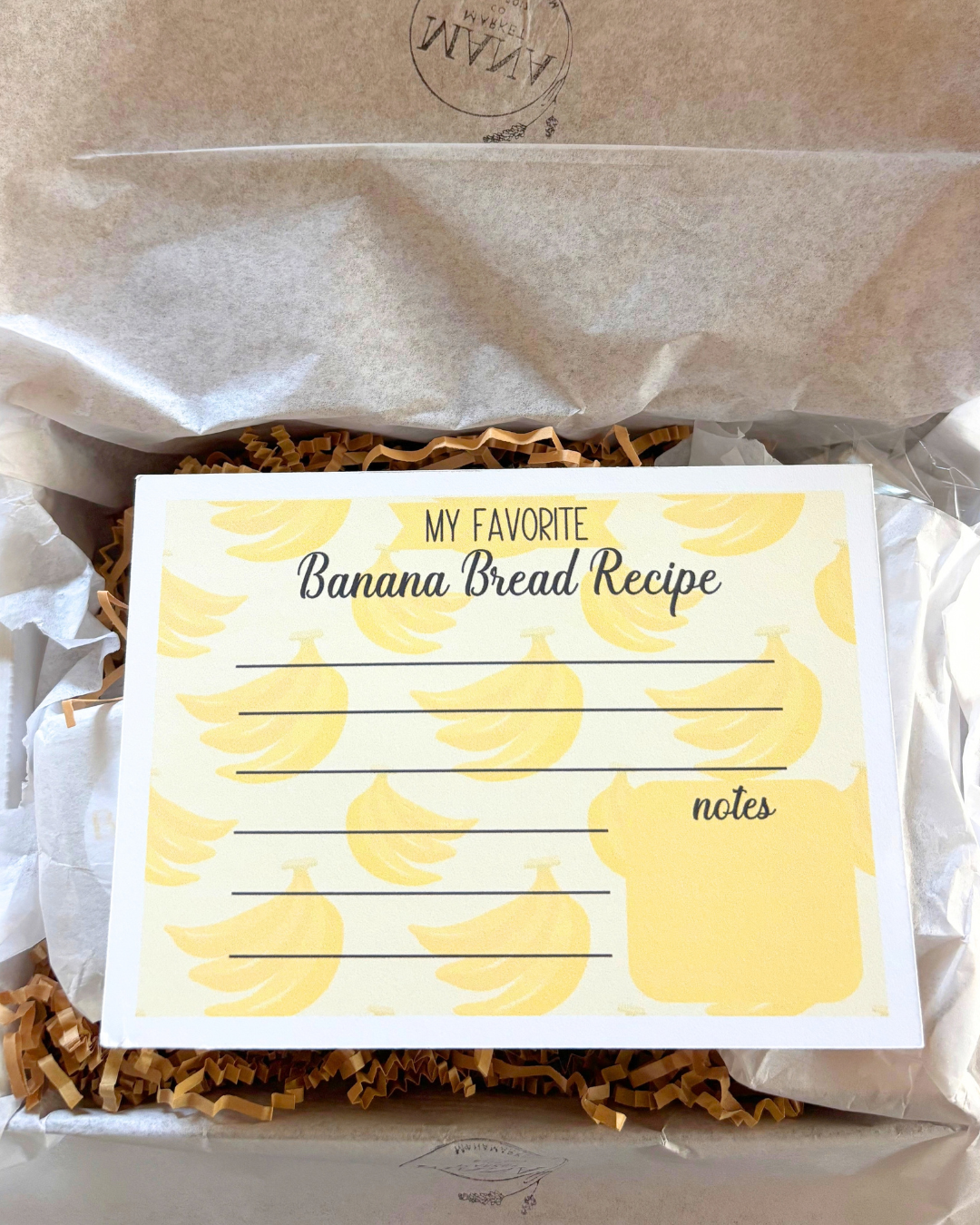 It's Bananas ~ Banana Bread Scented Hand Poured Soy Wax Candle, Wax Melts & Mini Fire Starter Banana Bread Recipe Card Gift Box ~