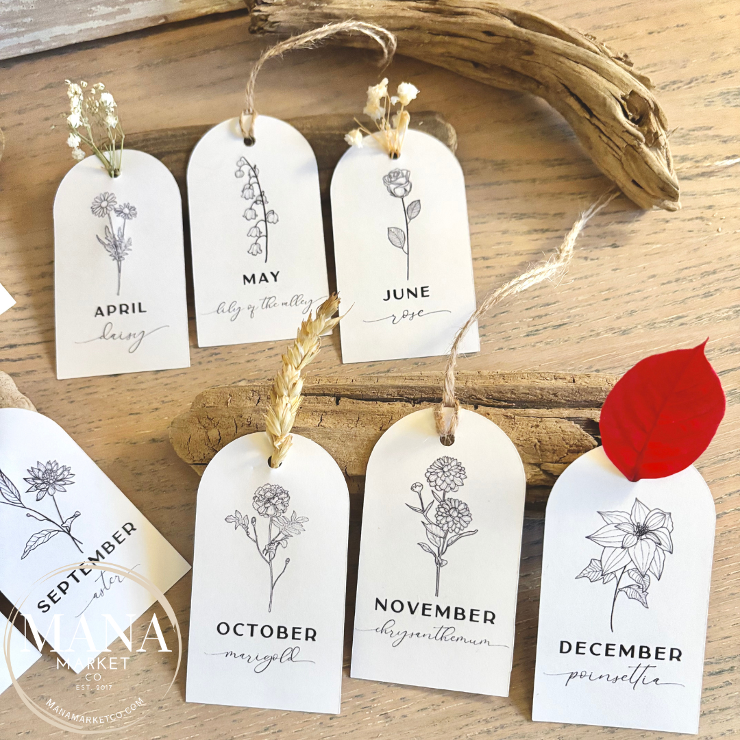 Birth Flower Month Gift Tags