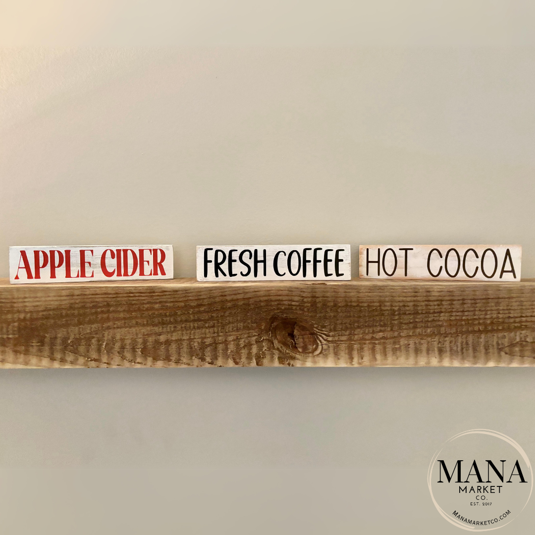 Hot Cocoa Apple Cider Coffee Bar Signs for Family Gatherings and Holiday Decor