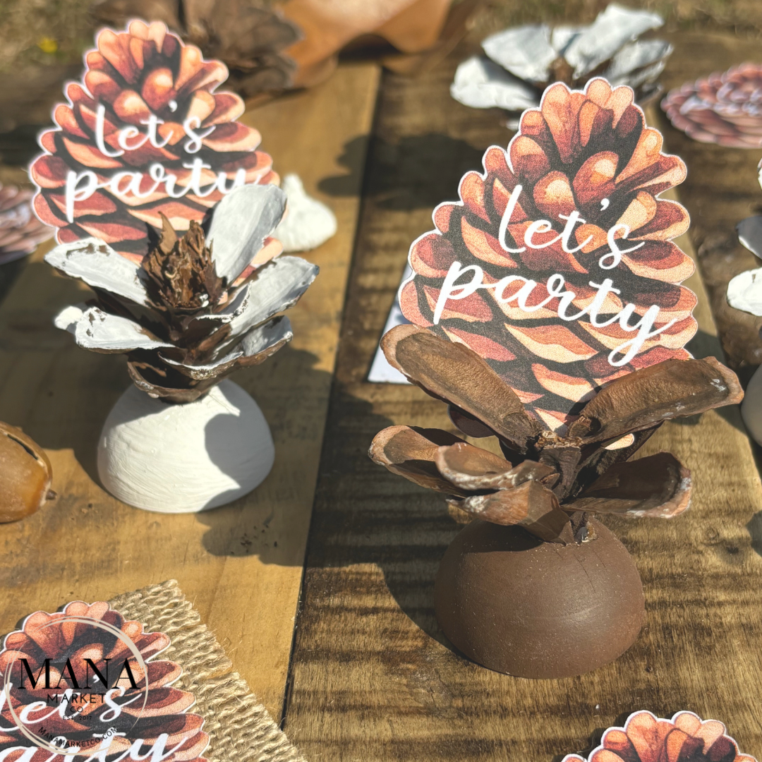 Rustic Wood Pinecone Place Card Holder for Weddings and Holiday Place Card Settings