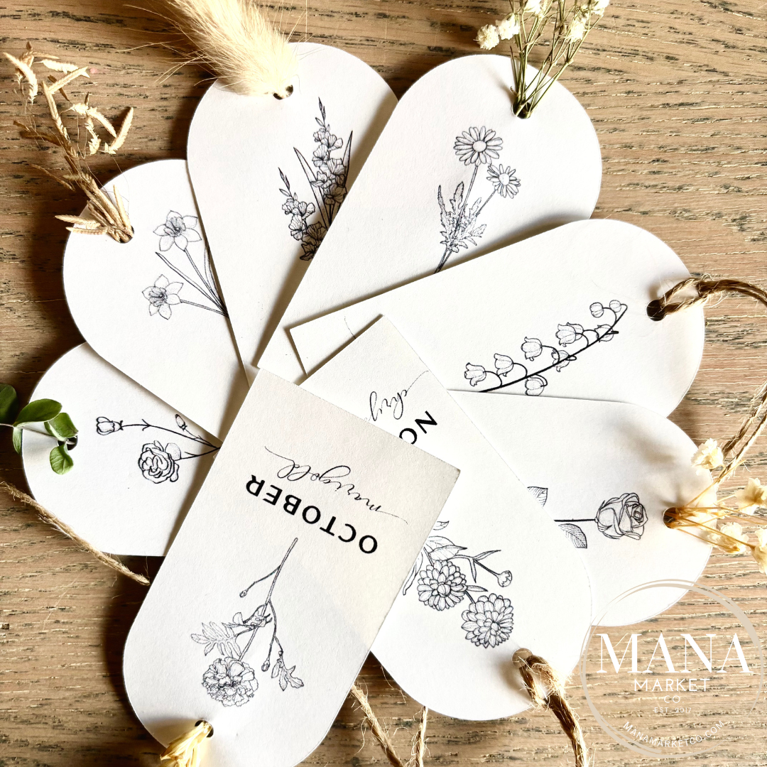 Birth Flower Month Gift Tags