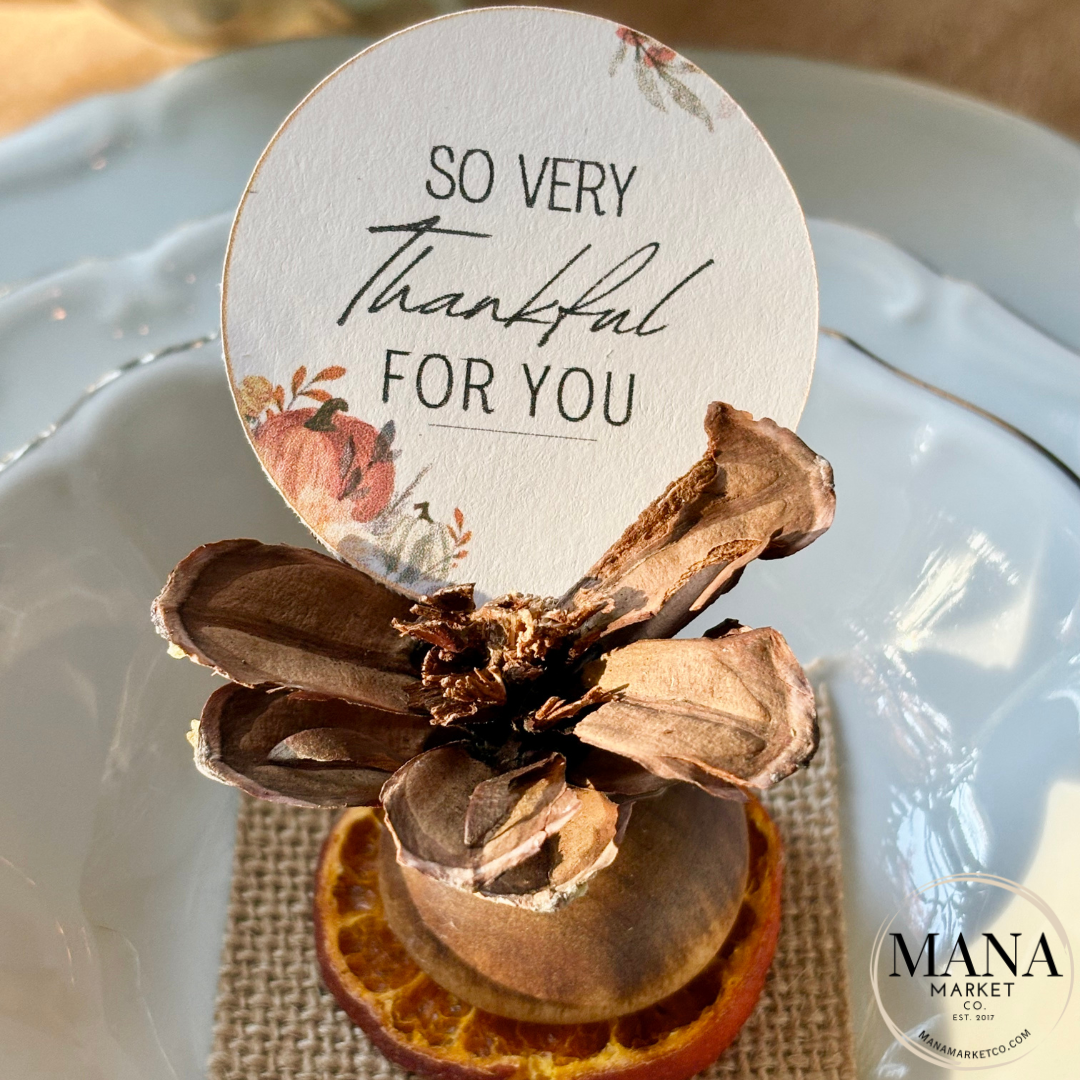 Rustic Wood Pinecone Place Card Holder for Weddings and Holiday Place Card Settings