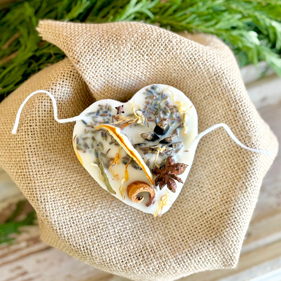 Lavender and Lemon Heart Shaped Fire Starter Gifts and Favors Each Individually Boxed with colored ribbon. Use as a soy wax sachet or as wax melts 