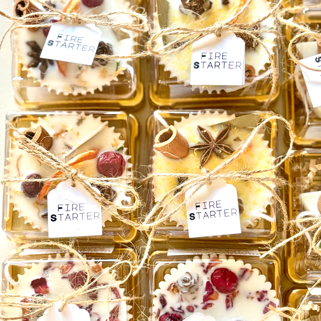 Scented Fire Starter Favors and Gifts Individually Boxed and Labeled with Personalization for your Special Event