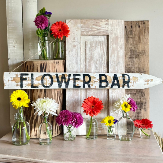 Flower Bar Directional Wood Sign
