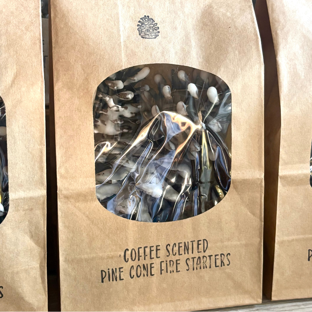 Coffee Scented Pine Cone Fire Starters, Soy Wax Dipped,Perfect Gift for Coffee Lovers