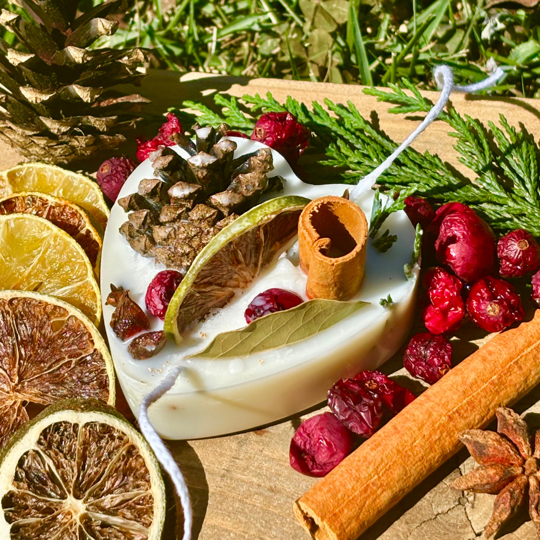 Cranberry gift holiday candle white currant fire starter with dried fruits cinnamon star anise cloves evergreen and scented pine cone