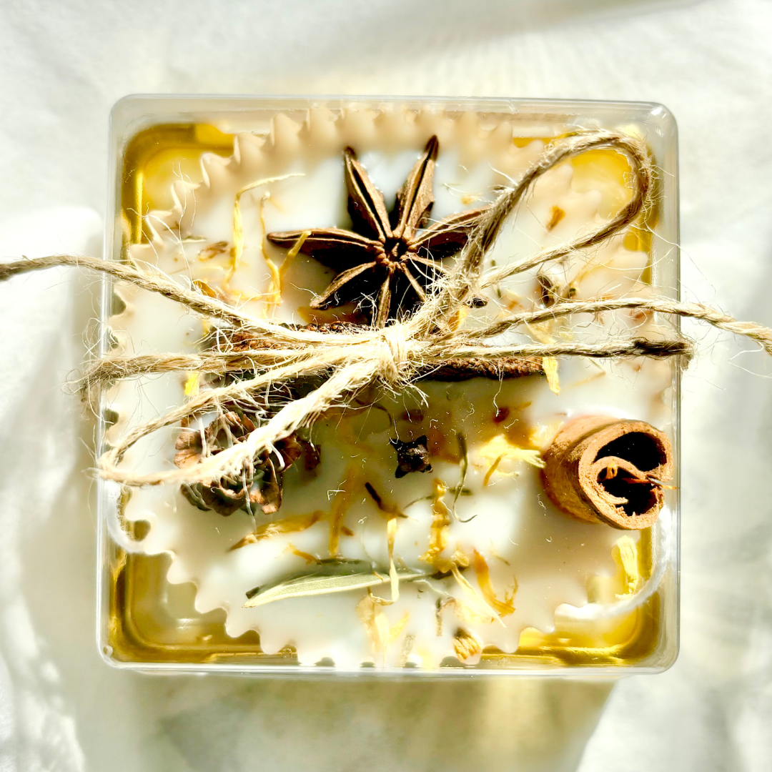 Scented Fire Starters for Favors and Gifts Individually Packaged in Elegant Gold Box with Clear Lid and Twine Bow 