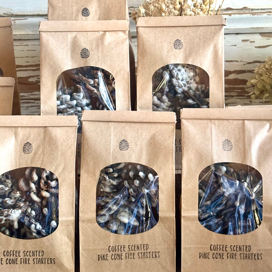 Coffee Scented Pine Cone Fire Starters, Soy Wax Dipped,Perfect Gift for Coffee Lovers