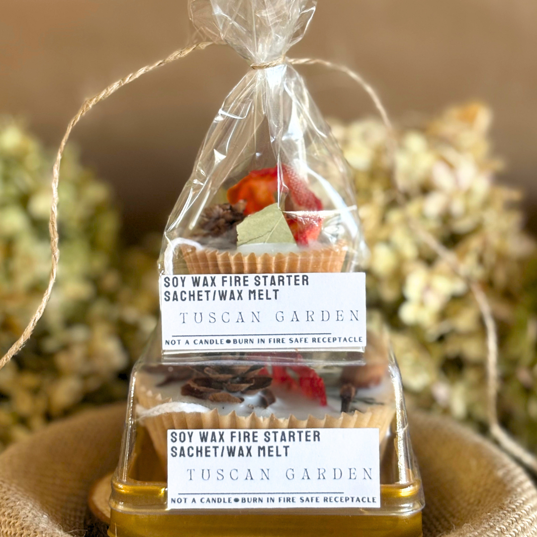 Tuscan Garden Theme Favors with Real Dried Tomato Herbs and Soy Wax Tomato Scented Wax Fire Starter Favors