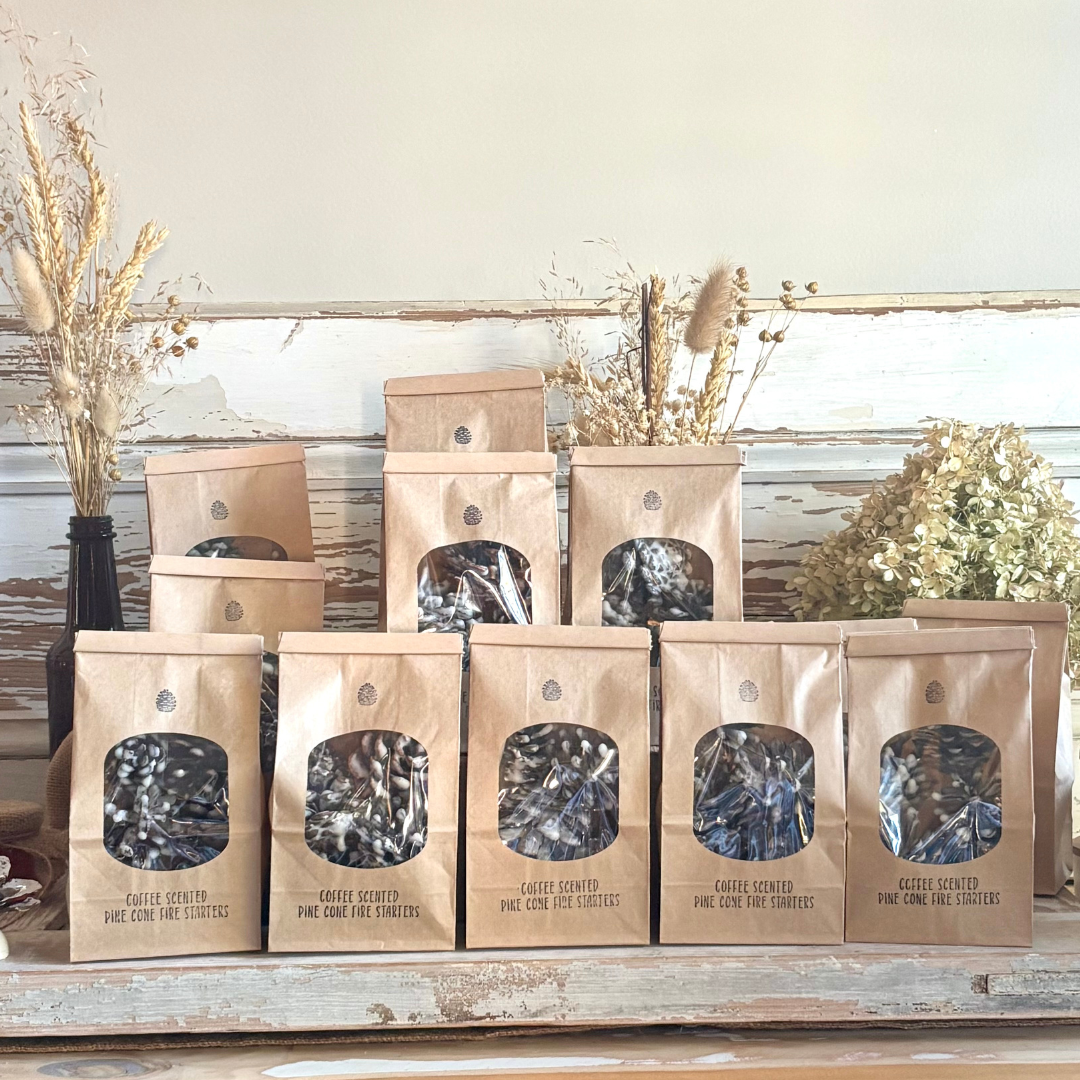 Coffee Scented Pine Cone Fire Starters, Soy Wax Dipped,Perfect Gift for Coffee Lovers