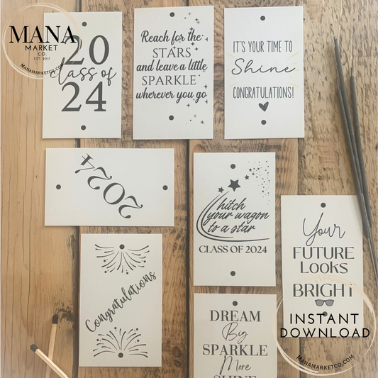 Graduation Sparkler Tag Bundle| Graduation Favor Tags | Sparkler Tags