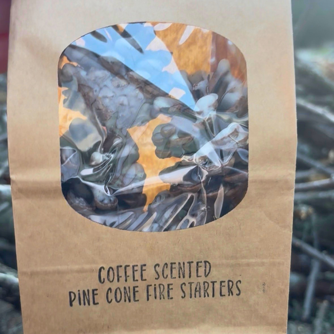 Coffee Scented Pine Cone Fire Starters, Soy Wax Dipped,Perfect Gift for Coffee Lovers