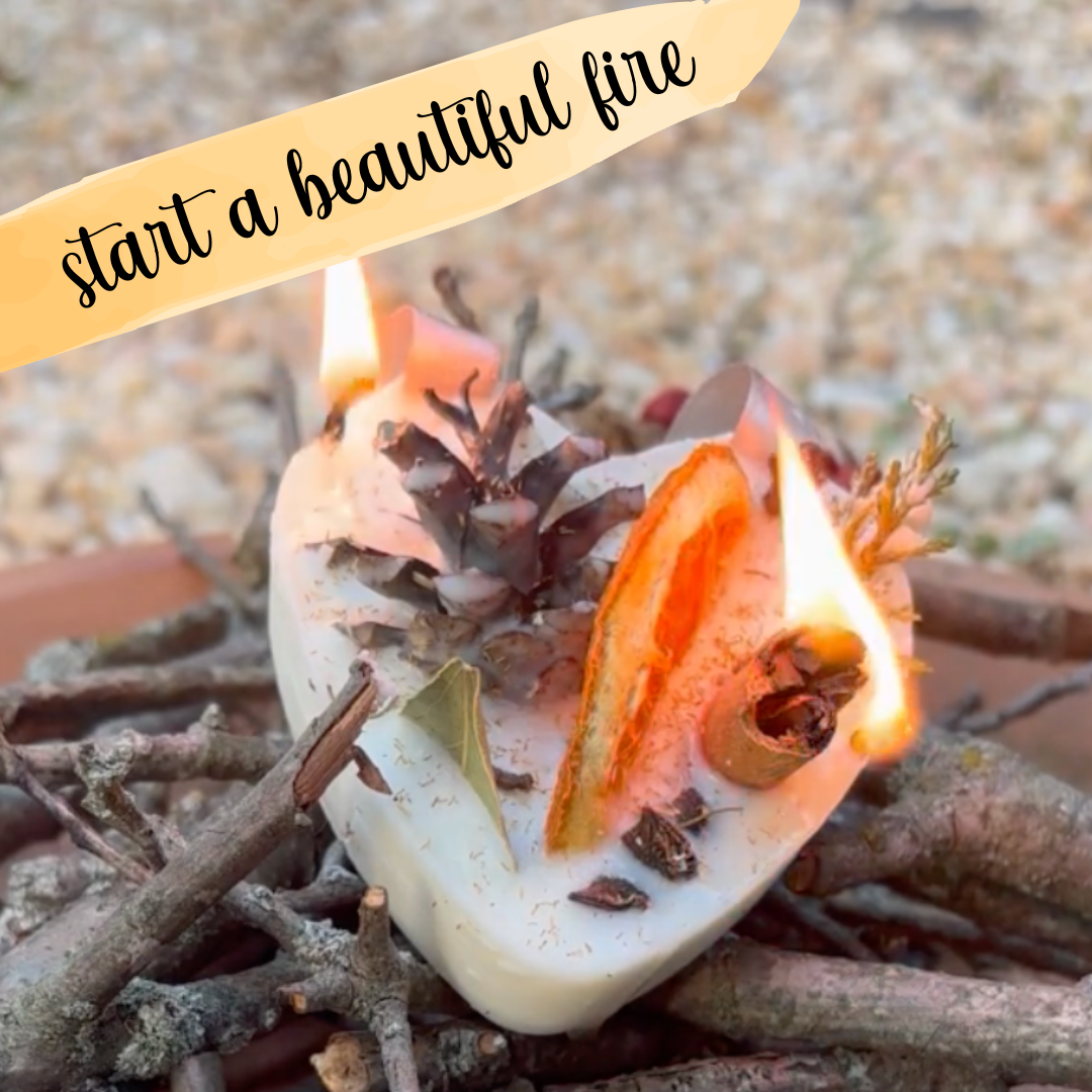 Scented Heart Shaped Fire Starter Gifts and Favors Each Individually Boxed with ribbon. Orange and Clove scent