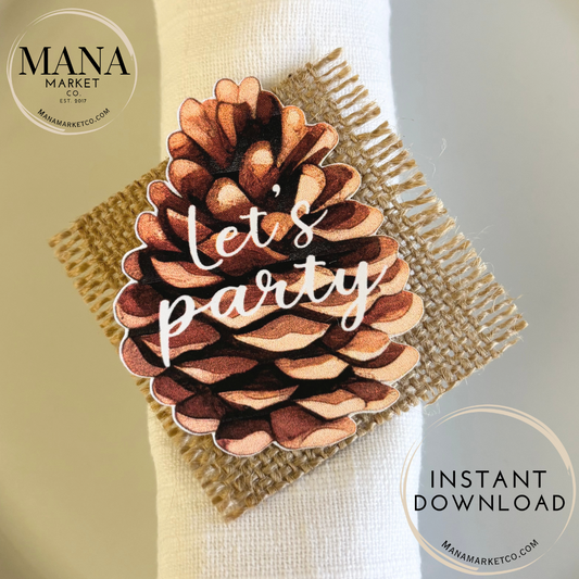 Pinecone Gift Tag for Woodland Party Decor Place Card Pinecone Theme Printable