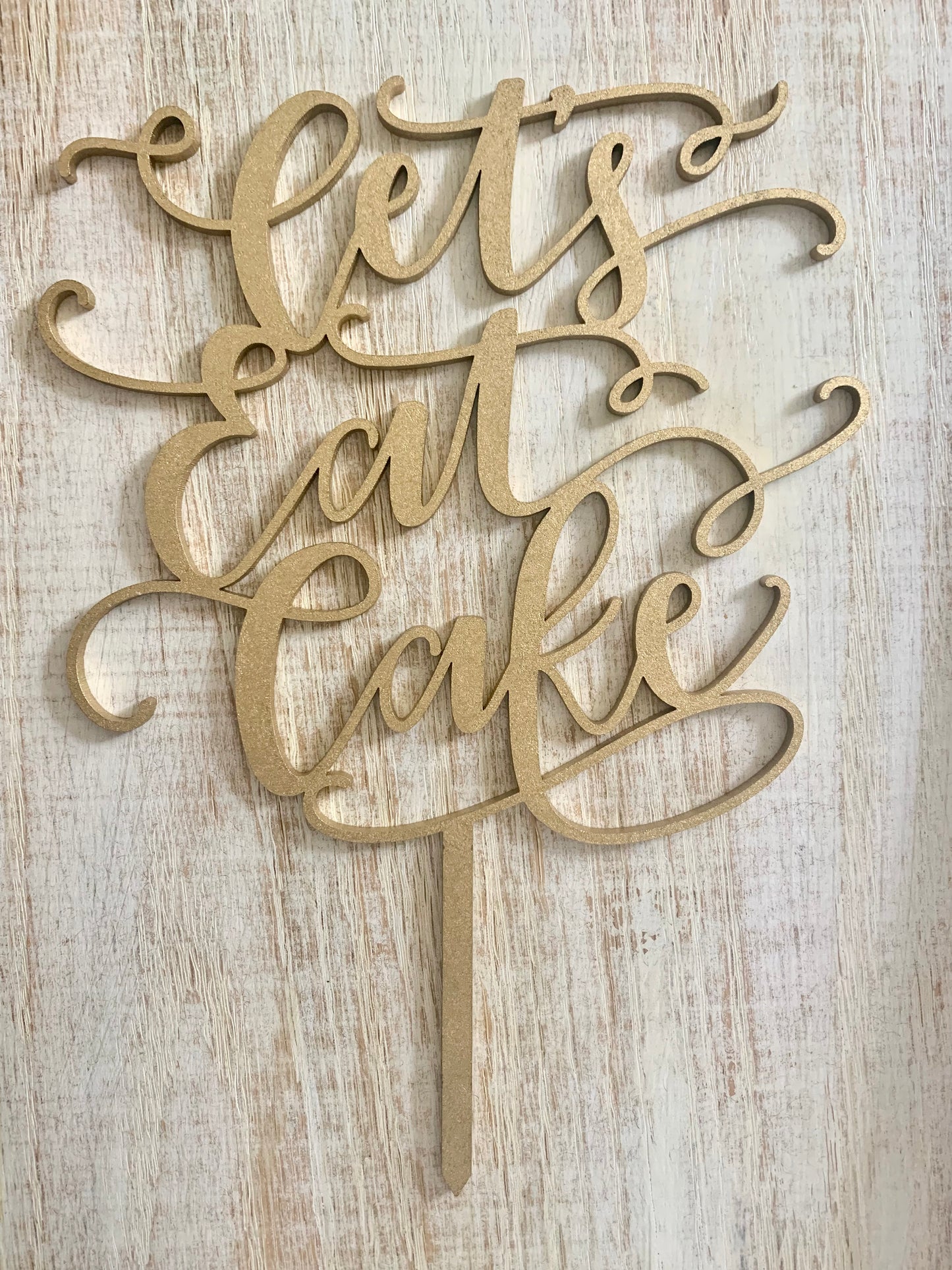 Let's Eat Cake Topper in Gold