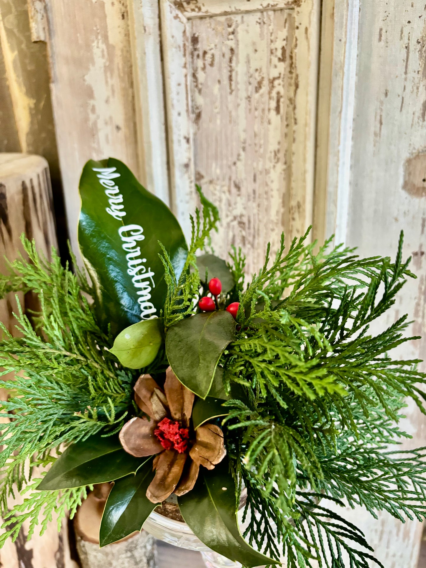 Merry Christmas Evergreen Arrangement