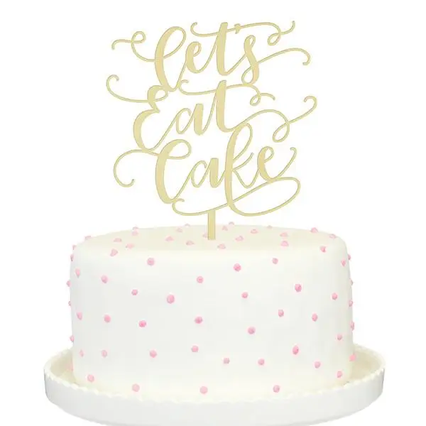 Let's Eat Cake Topper in Gold