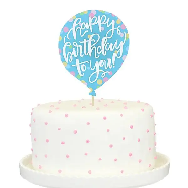 Blue Balloon Printed Cake Topper